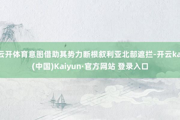 云开体育意图借助其势力断根叙利亚北部遮拦-开云kai(中国)Kaiyun·官方网站 登录入口